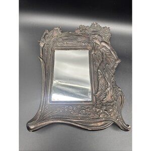 Vintage Art Nouveau Lady Lake Floral Plaster Ornate Wall Mirror Gallery Deco
